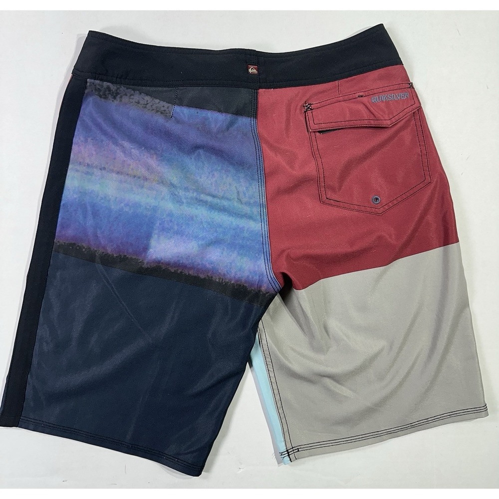 Quiksilver Cypher Board Shorts 34 Dane Reynolds Red Blue Black 4-Way Stretch - Picture 2 of 6